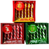 Archie McPhee Dill Pickle, Mac and Cheese, and Bacon Christmas Candy Canes - Stocking Stuffers - Funny Novelty Weird Candy - Prank, Gag, Joke, White