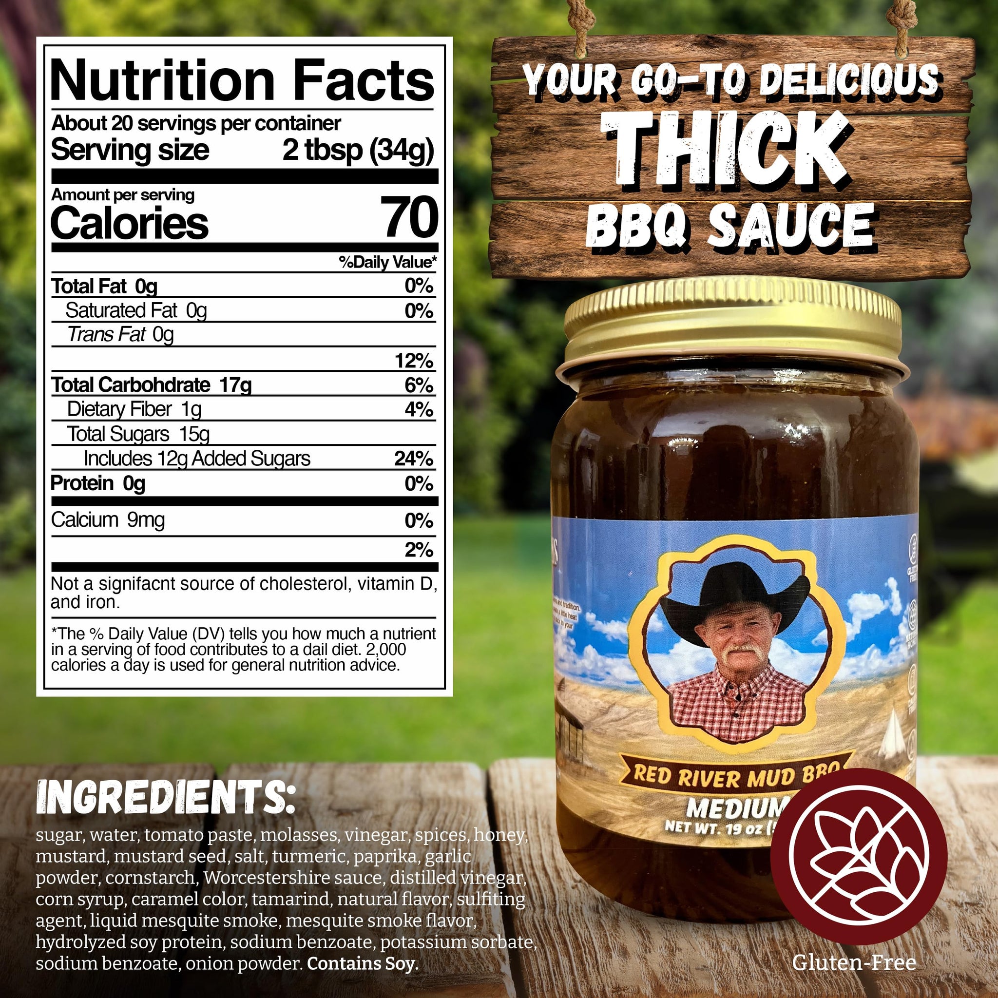 Kent Rollins Barbeque Sauces - Gluten Free Red River Mud BBQ Sauce for Smoking and Grilling - Chipotle & Sweet Smoke Flavor Thick Sauce - Ideal