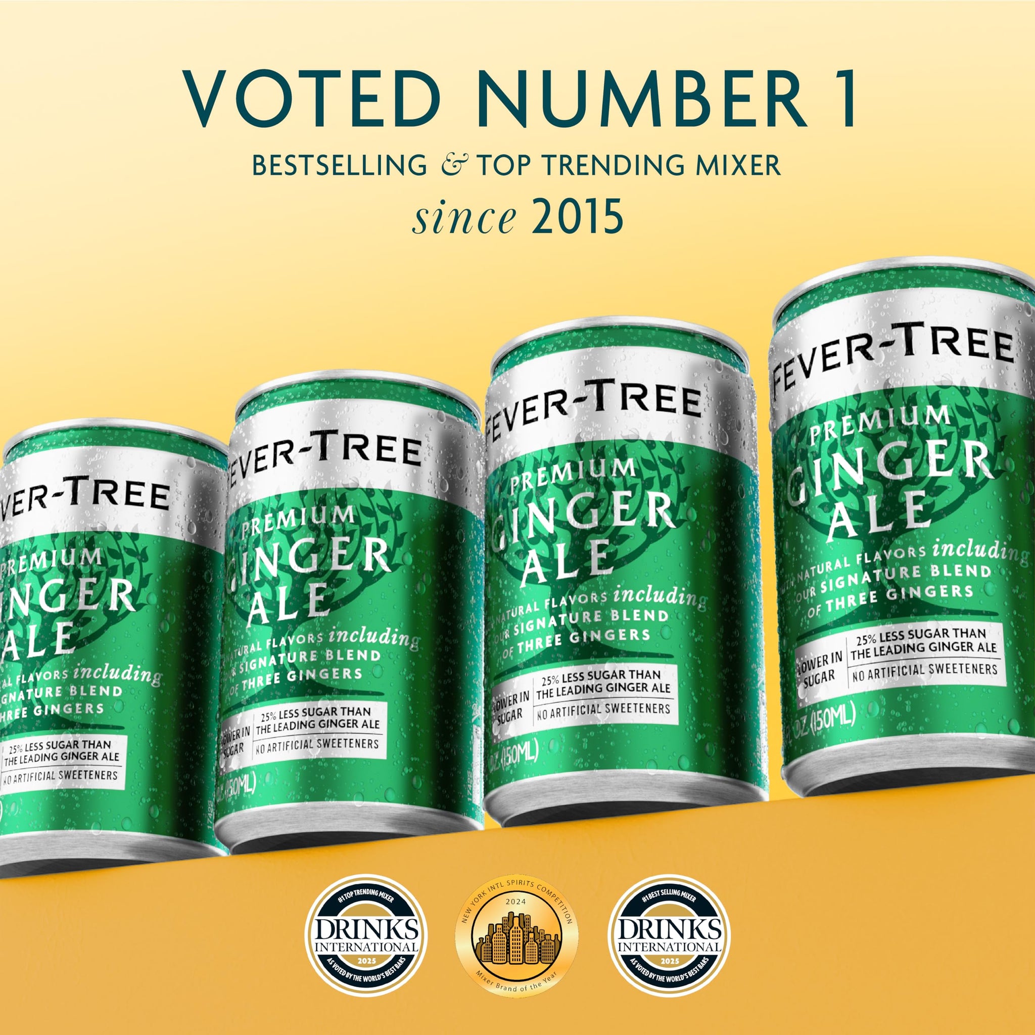 Fever-Tree Ginger Ale - Premium Mixer for Cocktails and Mocktails, 5.1 fl oz Cans, Pack of 8 - Naturally Sourced, Non-GMO
