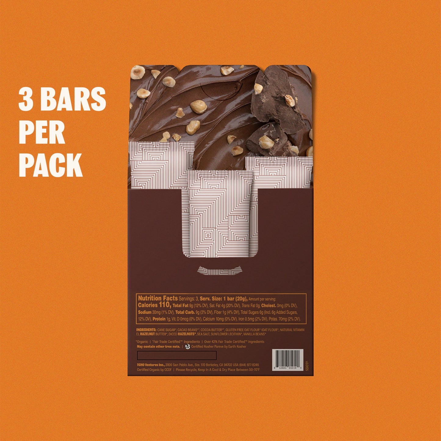 TCHO Hazel Nuts! Oat-Milk Chocolate Bars (5 pack) | Plant Based, Organic & Fair Trade | Non GMO, Non-Dairy, Vegan, Soy Free (2.1oz each)