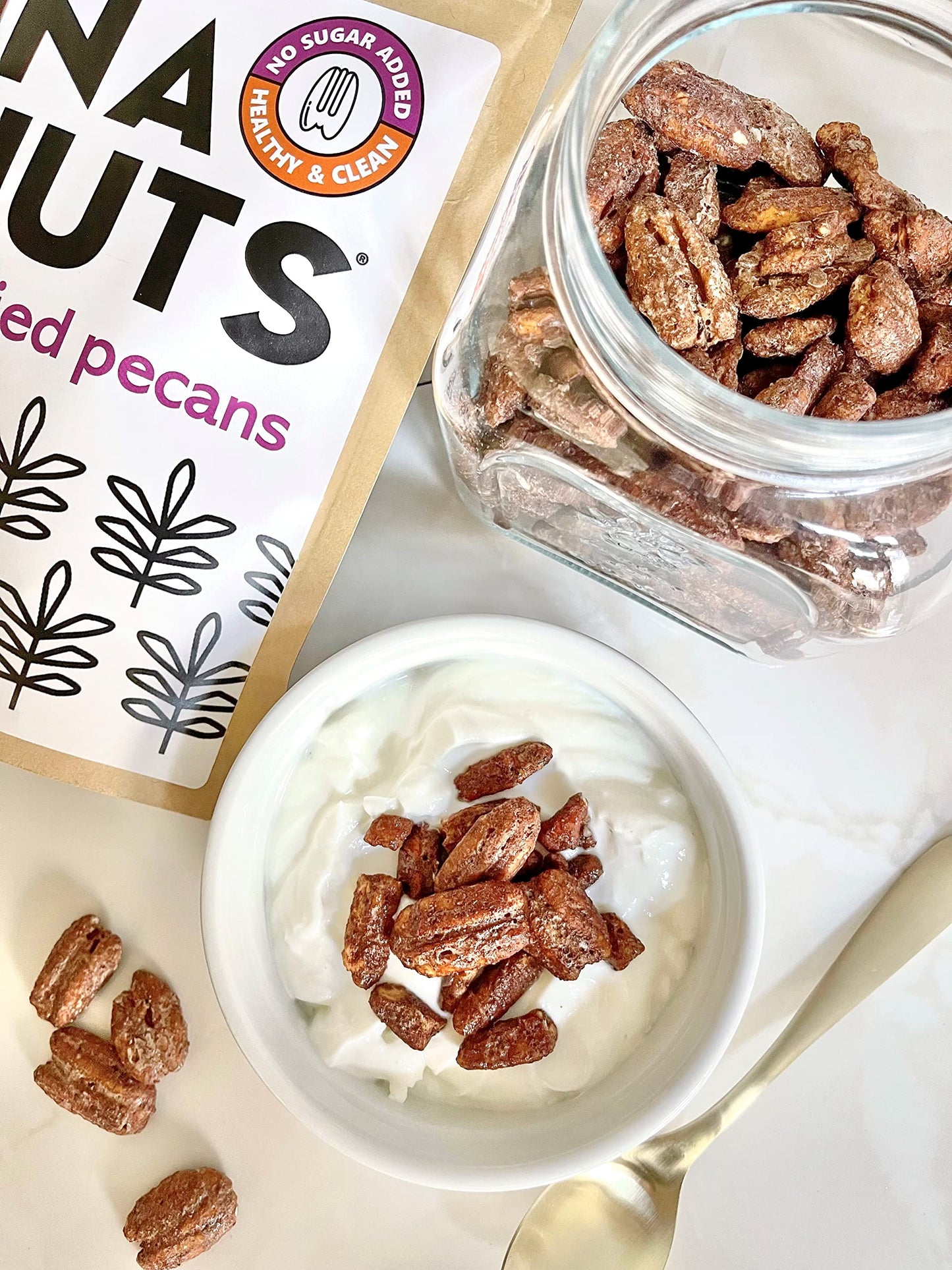 InaNuts Candied Pecans, NO Added Sugar, Gluten Free, Dairy Free, Keto & Paleo Friendly, Low Carb Healthy Super Nut, 8oz Bag
