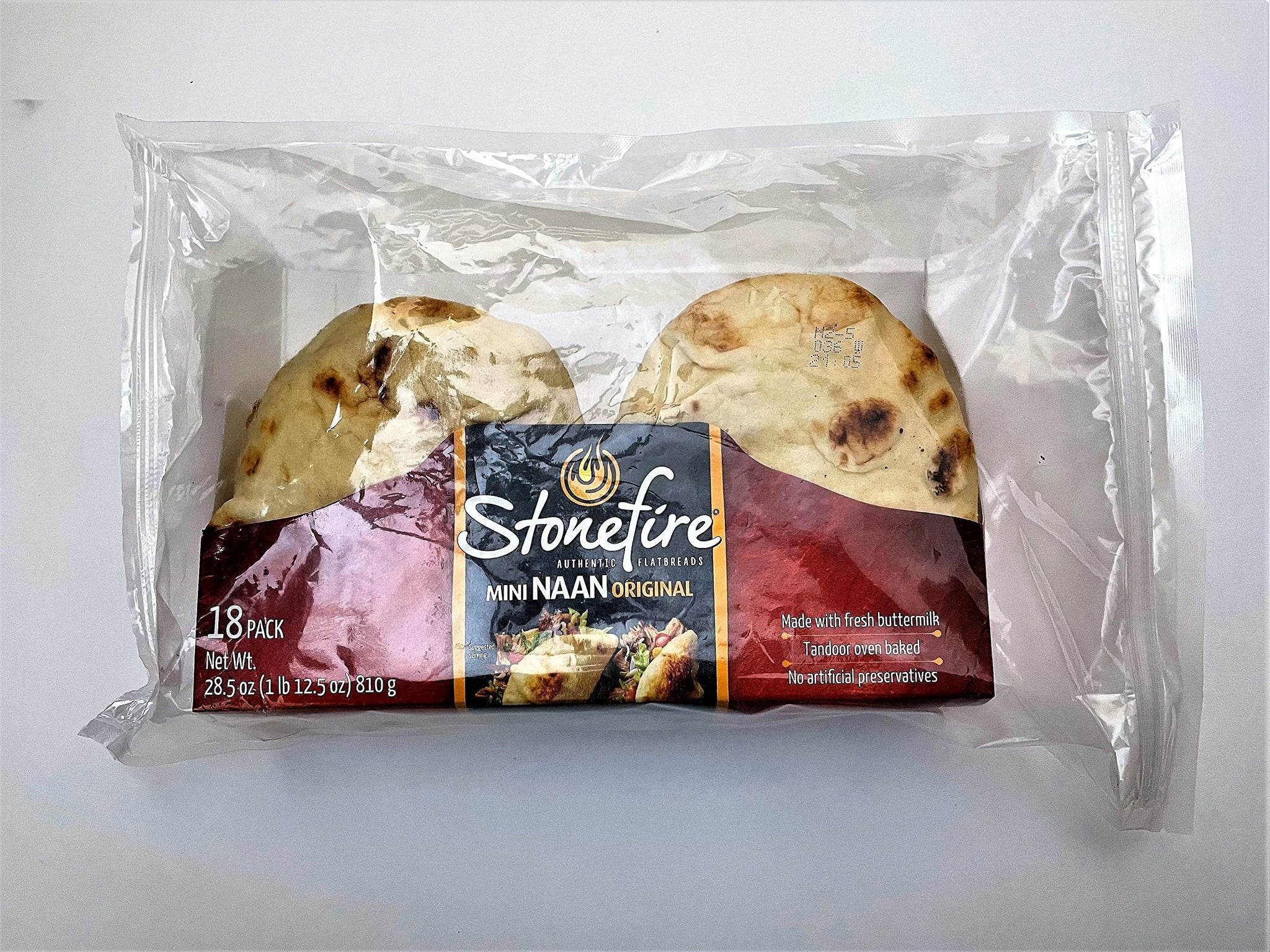 Stonefire Mini Naan (Original) Fresh Authentic Flatbreads, 18 Mini Flatbreads Total in a resealable packaging