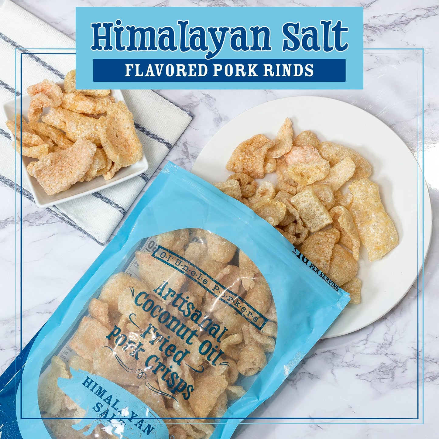 Ol' Uncle Porkers Keto-Friendly Pork Rinds Fried in Coconut Oil, 8 oz Bags, (Himalayan Pink Salt Flavor, Pack of 1)