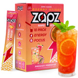 ZAPZ Caffeine Packets - Passion Fruit & Watermelon, 10-Pack, Sugar Free Energy Drink Mix Powder with 200mg Caffeine for Nootropics Focus Support