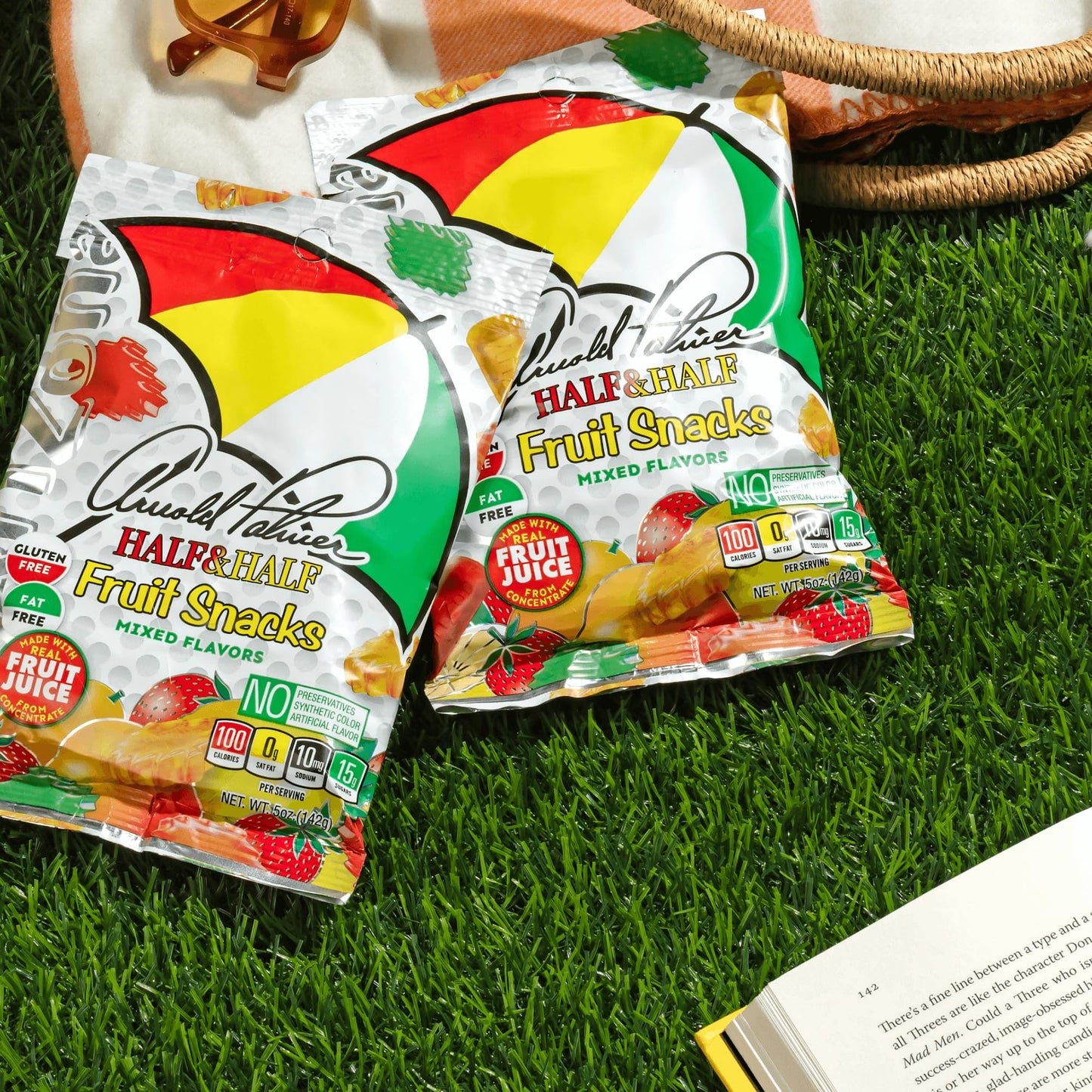 Arizona Arnold Palmer Half and Half Fruit Snacks, Gluten Free Mixed Fruit Gummy Chews, 5 Ounce Individual Single Serve Bags (Pack of 12), 60 Ounce