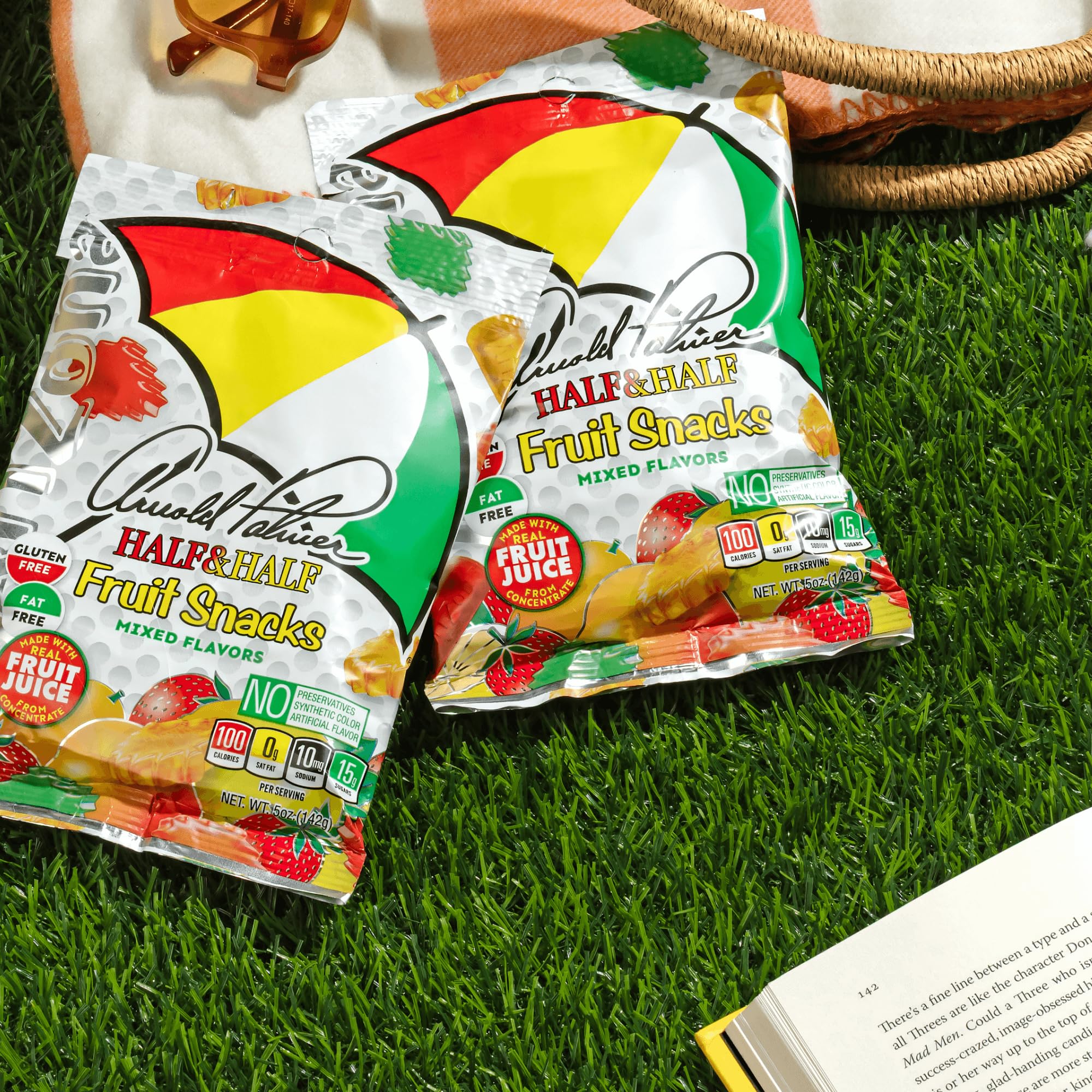 Arizona Arnold Palmer Half and Half Fruit Snacks, Gluten Free Mixed Fruit Gummy Chews, 5 Ounce Individual Single Serve Bags (Pack of 12), 60 Ounce