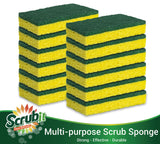 SCRUBIT Heavy Duty Scrub Sponge - Made from Tough Cellulose - Eco Friendly - Lasts for Months of Heavy Duty Kitchen Cleaning (12 Pack)