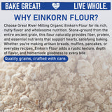 Great River Organic Milling Organic Einkorn Flour | Ancient Whole Wheat Flour | Non-GMO, Kosher, High-Protein | Nutrient-Rich, Healthier All-Purpose