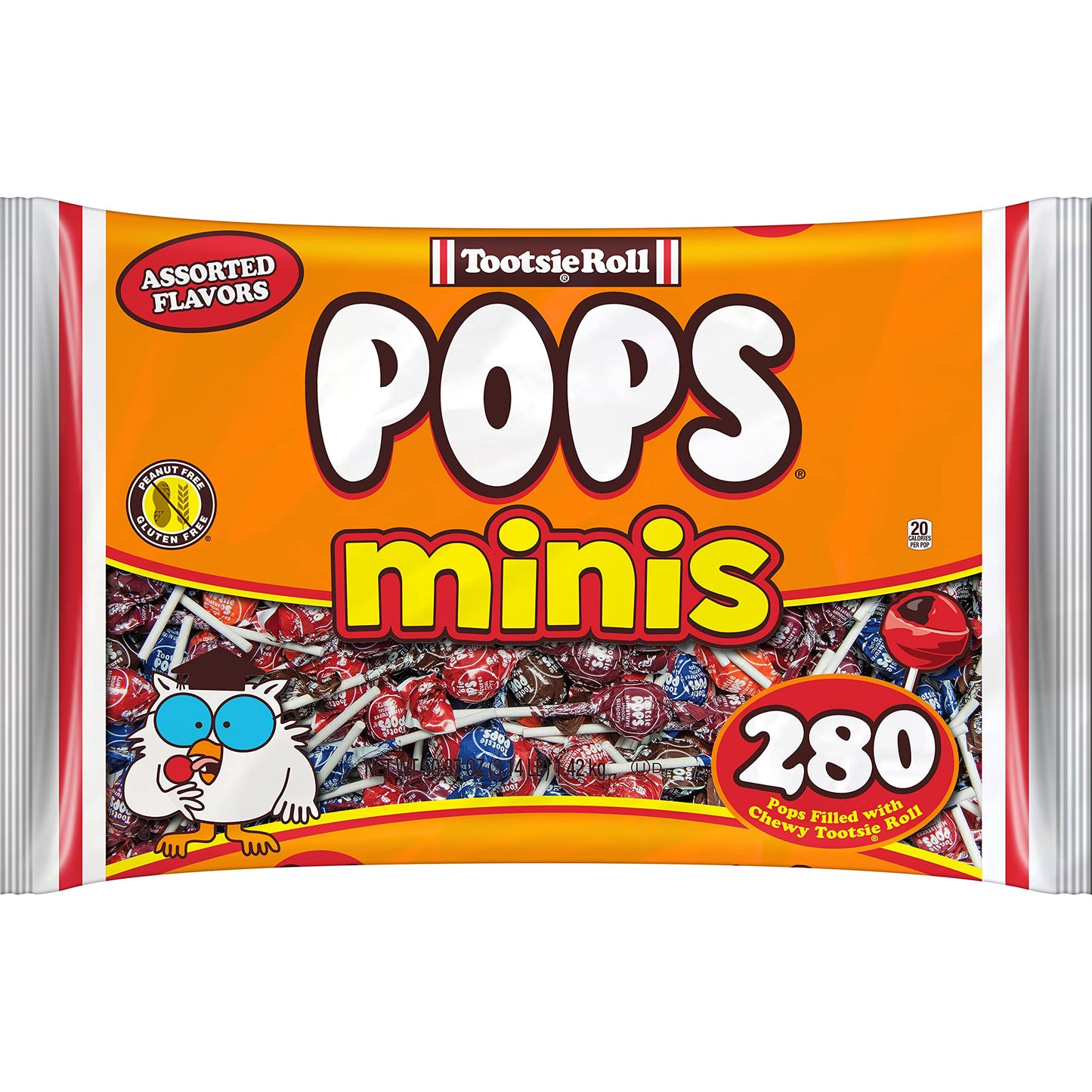 Tootsie Roll Pops Original Fruity Lollipop with Chocolatey Center - Individually Wrapped Lollipop Candy - Peanut Free, Gluten Free - 280 Count, 50.37