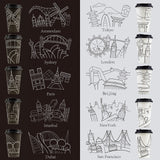 Youngever 70 Sets Disposable Coffee Cups with Lids, To Go Hot Coffee Cups, Durable Paper Cups with Lids, City Skyline Design