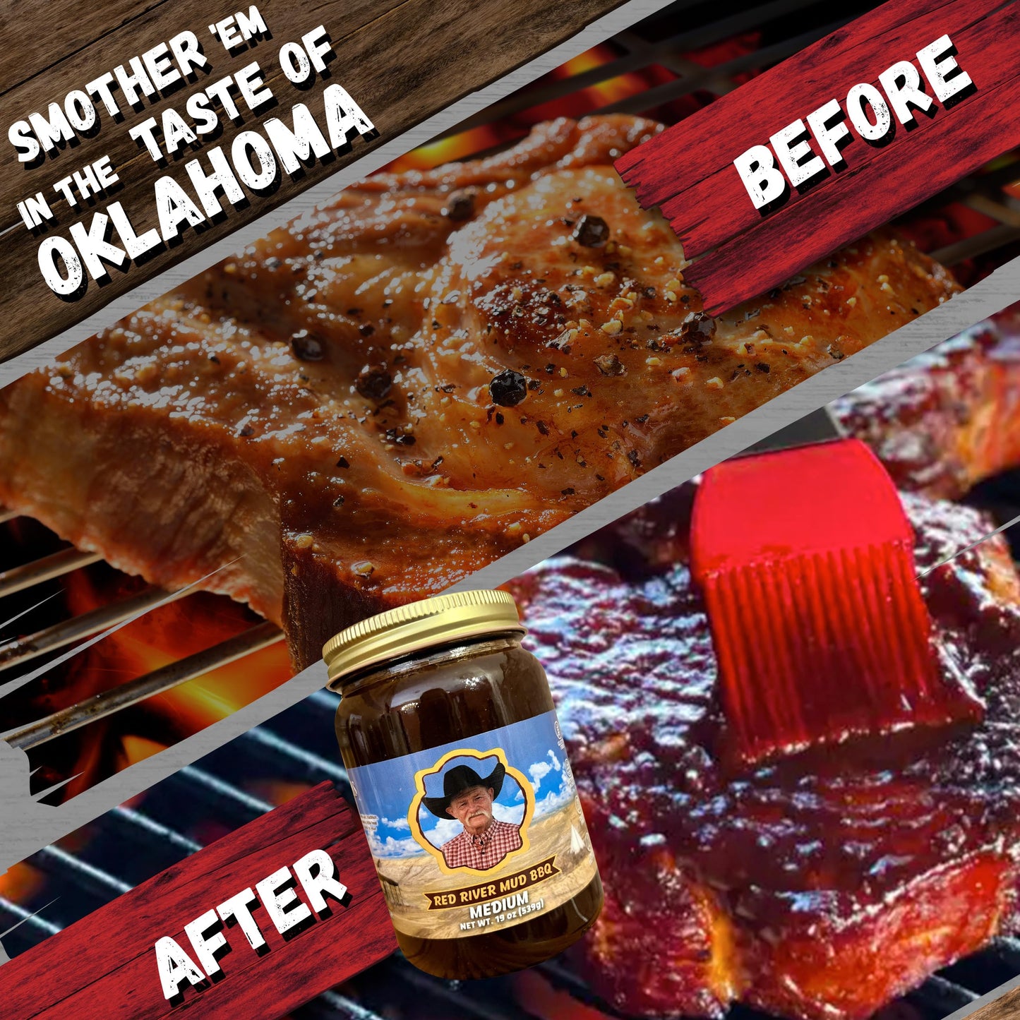 Kent Rollins Barbeque Sauces - Gluten Free Red River Mud BBQ Sauce for Smoking and Grilling - Chipotle & Sweet Smoke Flavor Thick Sauce - Ideal