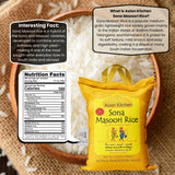 Asian Kitchen White Sona Masoori Aged Rice 20-Pound Bag, 20lbs (9.08kg) Short Grain Rice ~ All Natural | Gluten Friendly | Vegan | Kosher | Indian