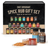 Holiday Gift Grilling Spices & Seasoning Set - 24 Unique Gourmet BBQ Spice Rub Sampler (Kosher) - Gift Set for Birthday, Anniversary, Men, Dads