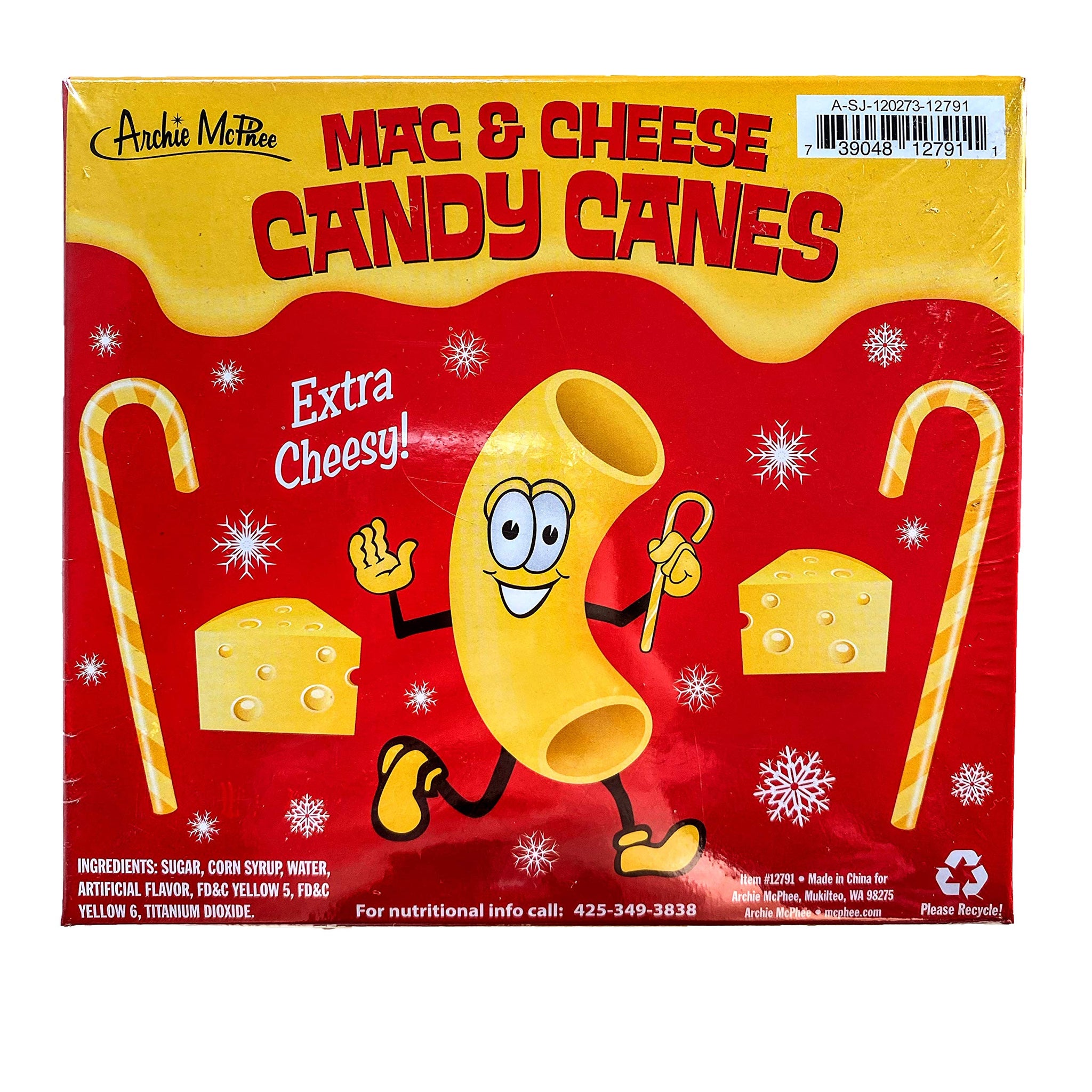 Archie McPhee Dill Pickle, Mac and Cheese, and Bacon Christmas Candy Canes - Stocking Stuffers - Funny Novelty Weird Candy - Prank, Gag, Joke, White