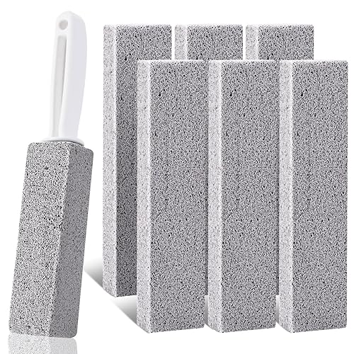 Ovveroche 7 Pack Pumice Stone for Toilet Cleaning, Pumice Stone Toilet Bowl Cleaner, Pumice Scouring Stick with Handle, Powerfully Cleans Hard Water