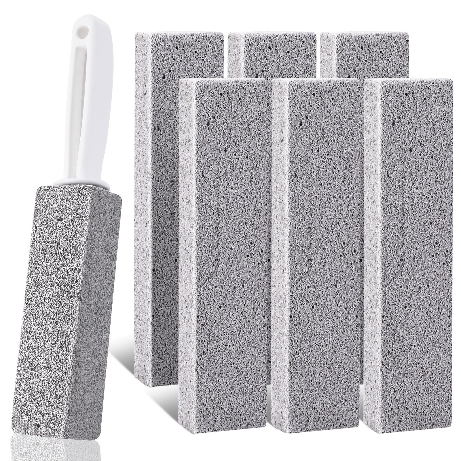 Ovveroche 7 Pack Pumice Stone for Toilet Cleaning, Pumice Stone Toilet Bowl Cleaner, Pumice Scouring Stick with Handle, Powerfully Cleans Hard Water