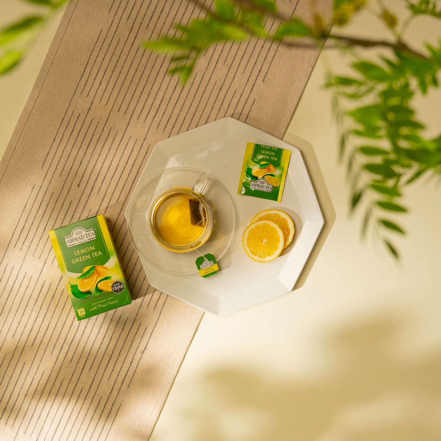 English Teas, "Lemon Green Tea" - Tagged & Aluminium Foil Enveloped Teabags