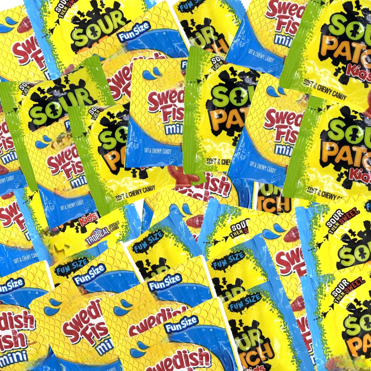Bulk Gummy Candy Assortment - 1.5-Lbs Sour Patch Original, Tropical, Zombie and Watermelon, and Gummy Candy Minis - Sweet and Sour Soft Candy Party