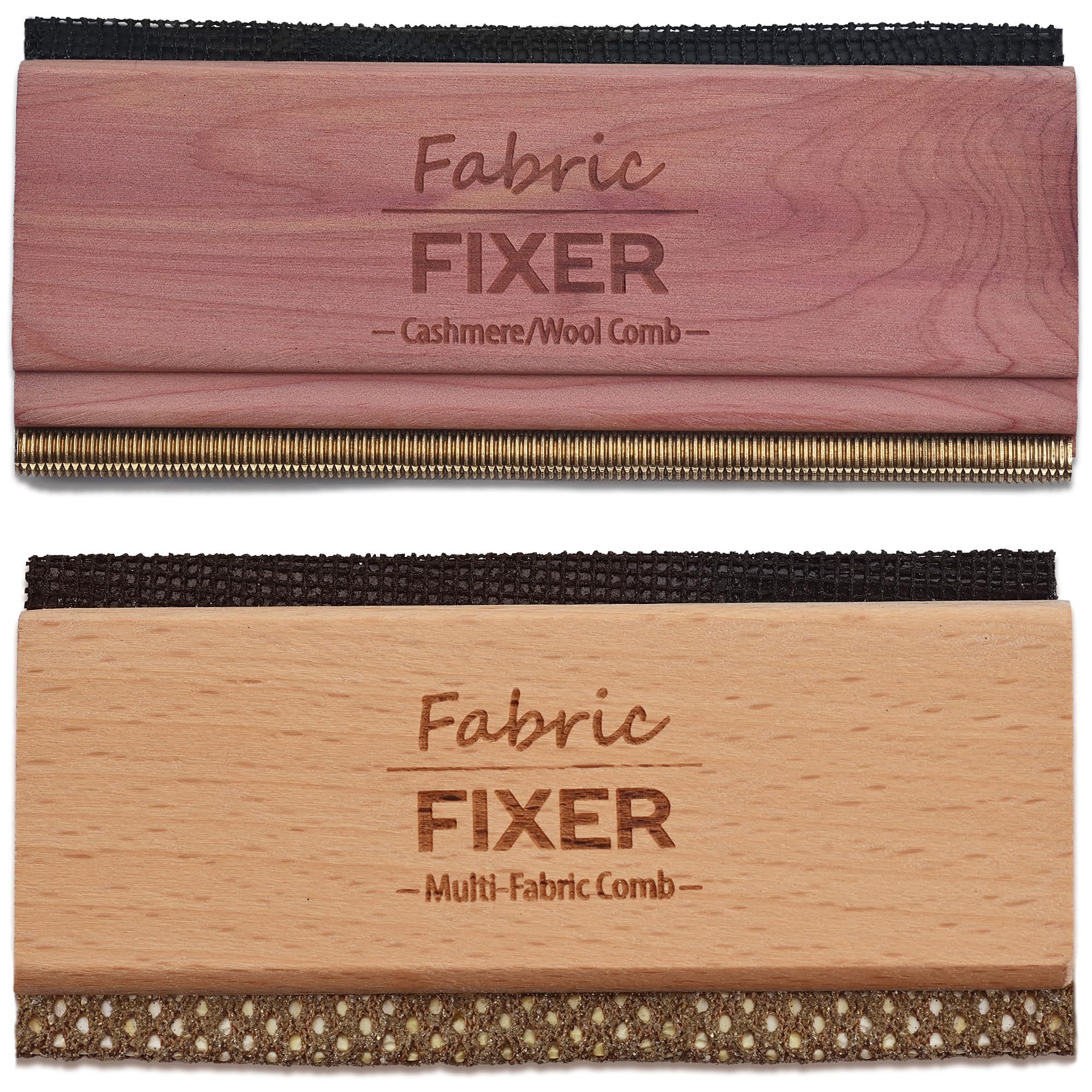 Cashmere and Multi-Fabric Sweater Comb Combo (Cedar Wood Handle Double Edge Design) Manual Fabric Defuzzer Wool Lint Shaver Comb Scraper for Clothing