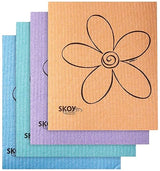 Skoy Cloth, 4-pack Versatile Swedish Dishcloths for Kitchen and Household Use, Reusable Cleaning Cloths, Planet-Friendly, Dishwasher and Dryer-Safe