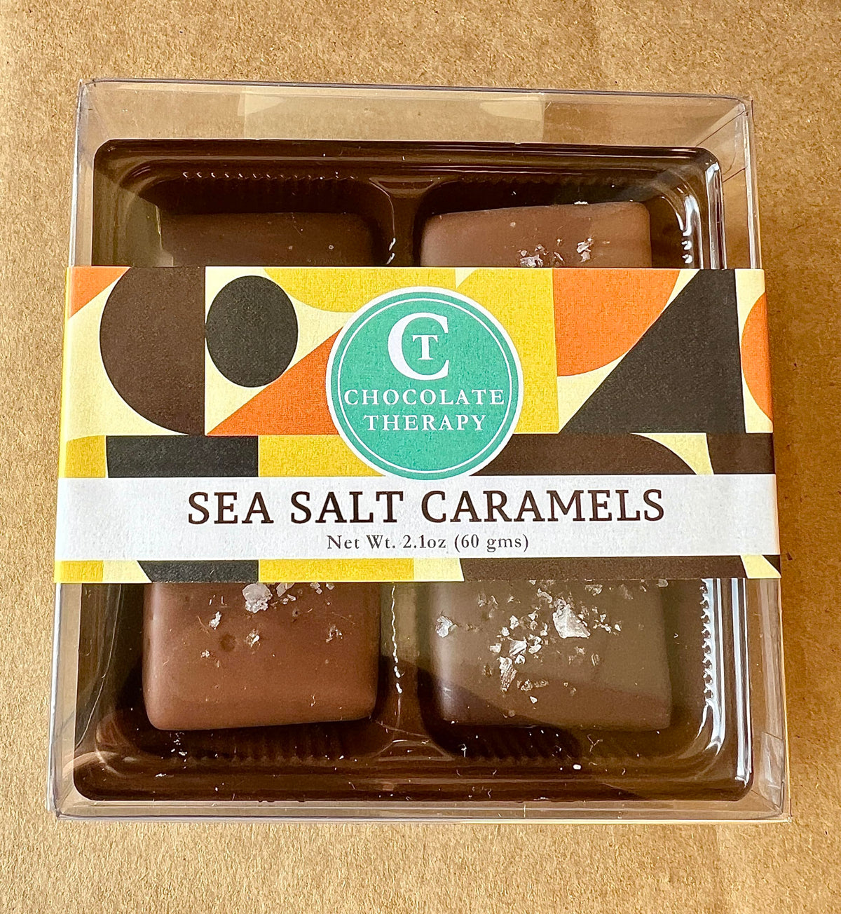 Chocolate Therapy by Sweet Remedies - Milk and Dark Gourmet Collection Sea Salt Caramel Box-4pc, Handmade Chocolate, Gift Box, Savory caramel. Holiday