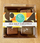 Chocolate Therapy by Sweet Remedies - Milk and Dark Gourmet Collection Sea Salt Caramel Box-4pc, Handmade Chocolate, Gift Box, Savory caramel. Holiday