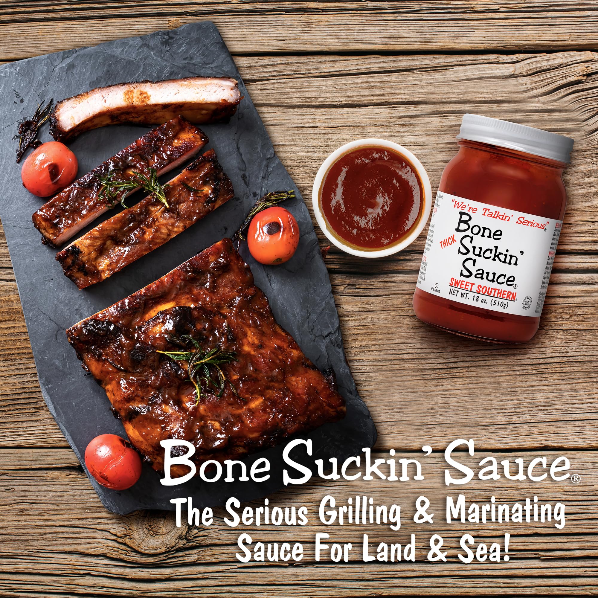 Bone Suckin BS00600 BBQ Sauce, Thick, 16-oz. - Quantity 12