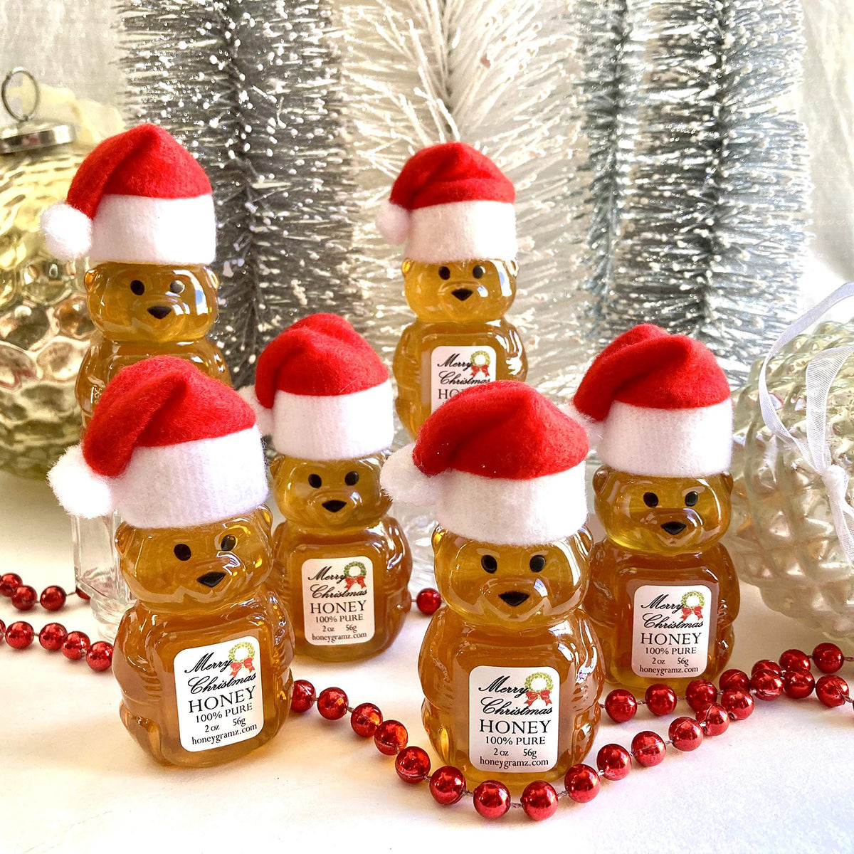 Santa Bears By HoneyGramz - Perfect Stocking Stuffer, Party Favor, or Table Decoration - 6-pack