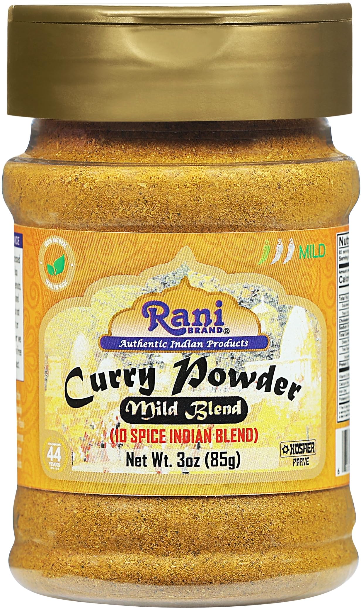 Rani Curry Powder Mild (10-Spice Authentic Indian Blend) 3oz (85g) PET Jar ~ All Natural | Salt-Free | NO Chili or Peppers | Vegan | No Colors |