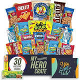Military Encouragement - Small Snack Box (30 Piece Variety Gift Basket Care Package) Chips, Candy, Peanuts, Popcorn, Cookies, Gummy Snacks, Chocolates