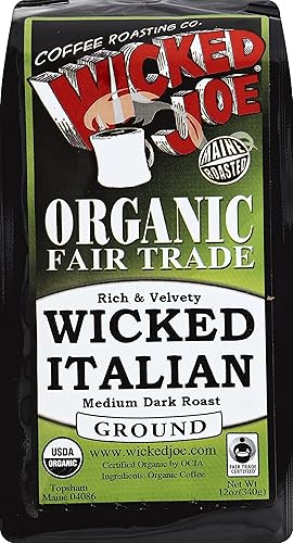 WICKED JOE Coffee Wicked Italian Medium Dark Roast Ground Coffee, 12 Ounce (Pack of 6)