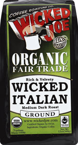 WICKED JOE Coffee Wicked Italian Medium Dark Roast Ground Coffee, 12 Ounce (Pack of 6)