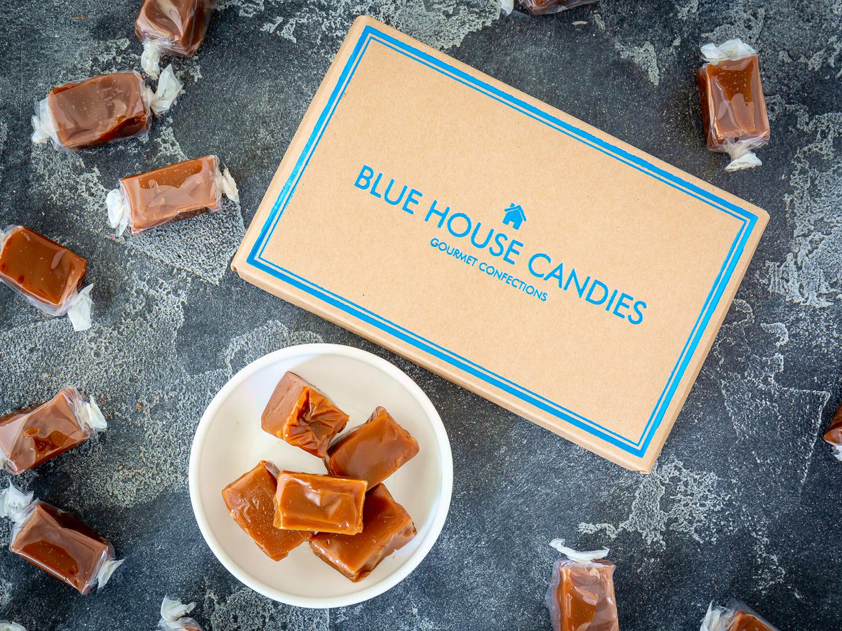 Blue House Soft and Chewy Handcrafted Gourmet Caramel Candies, Gift Boxed (Sea Salt Caramels)
