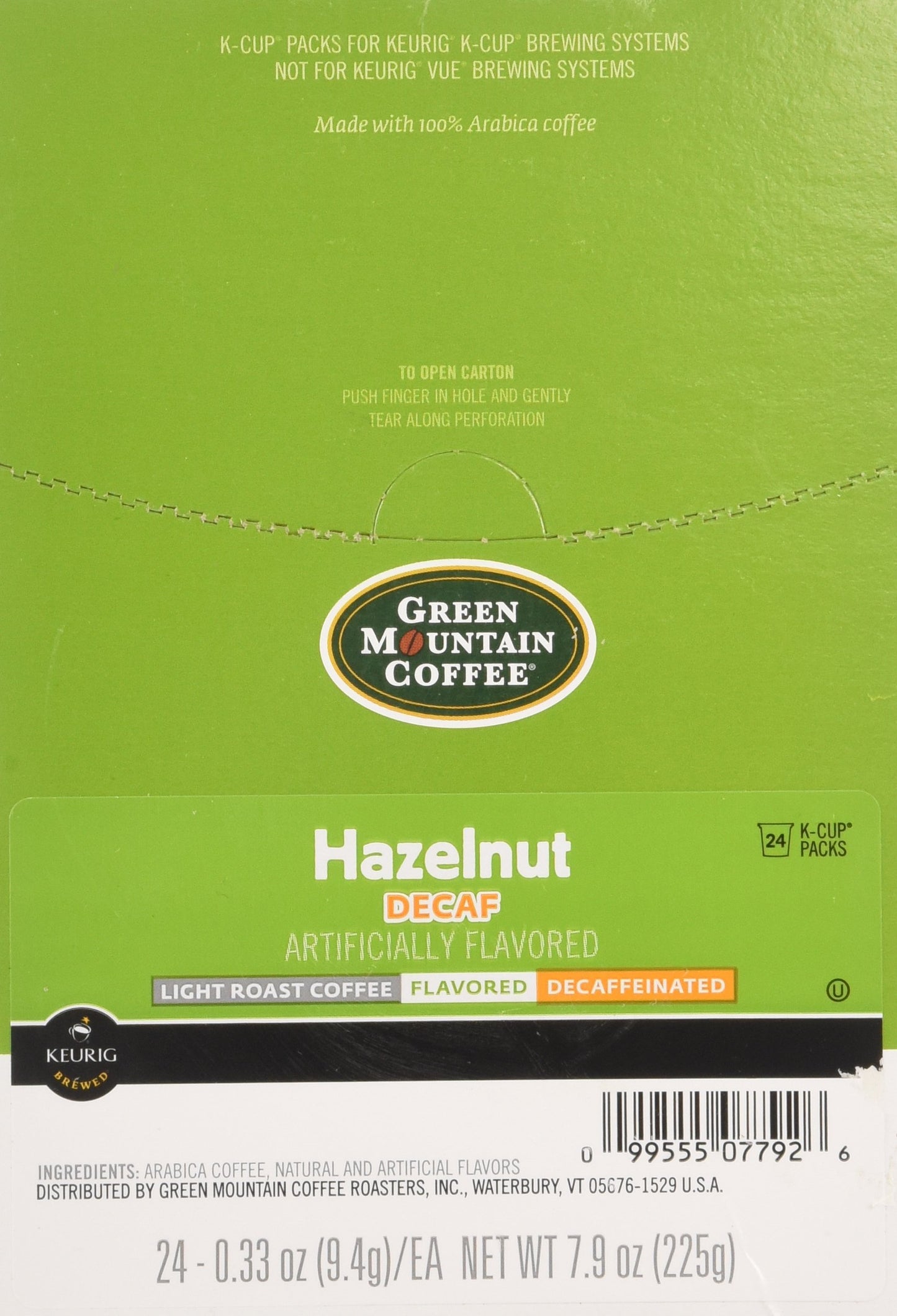 Green Mountain Coffee Hazelnut Decaffeinated K-Cups 96ct Flavored