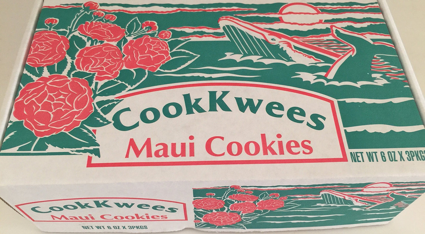 The Original Maui CookKwees Hawaii Cookies 3 Pack- 6 oz. Each (Macadamia Nut 3pk.)