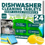 Sudstainables Dishwasher Cleaner and Deodorizer Tablets, 24 Pack - Dishwasher Cleaning Tablets for Odor and Buildup Removal, Descaler - 1-Year Supply