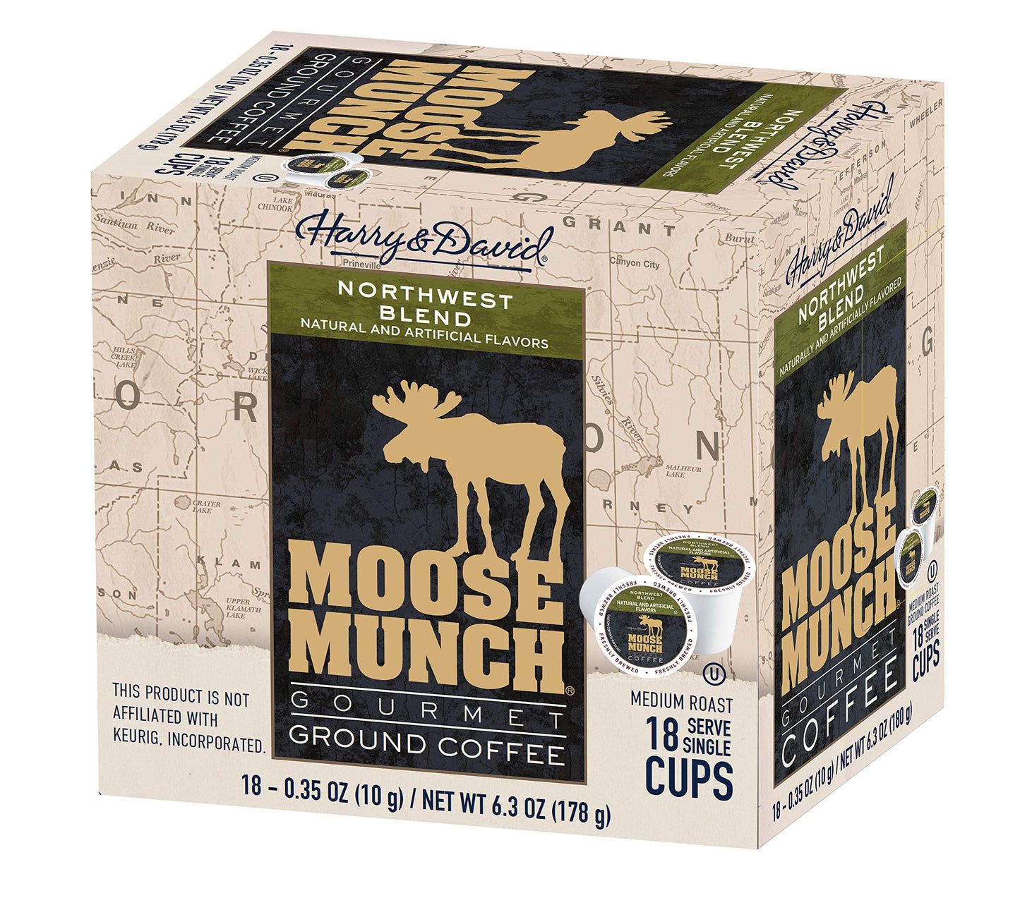 Moose Munch Single Serve Coffee (4/18 Count Boxes, Northwest Blend)