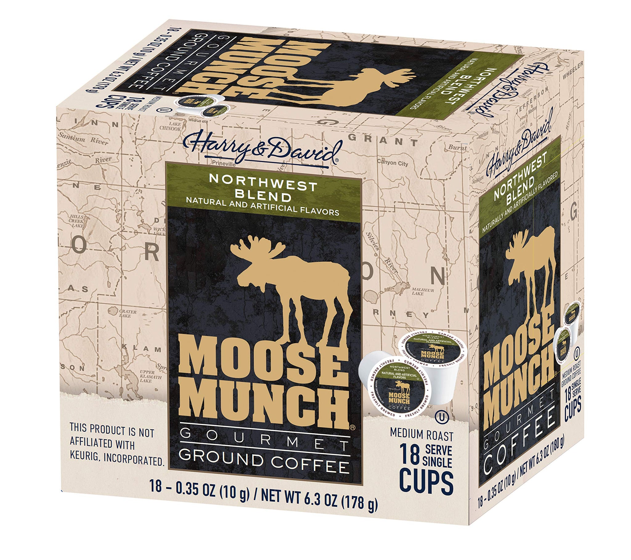 Moose Munch Single Serve Coffee (4/18 Count Boxes, Northwest Blend)