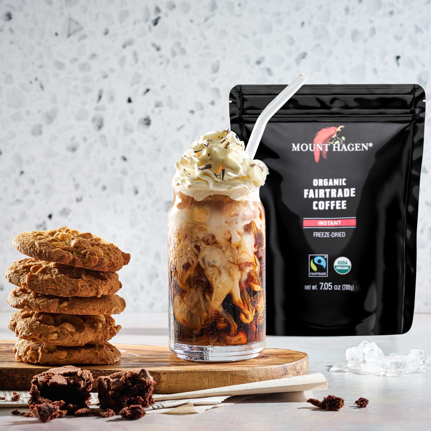 Mount Hagen 7.05oz Organic Freeze-Dried Instant Coffee | Medium Roast Arabica Beans | Fair-Trade, Eco-Friendly in Resealable Pouch Bag
