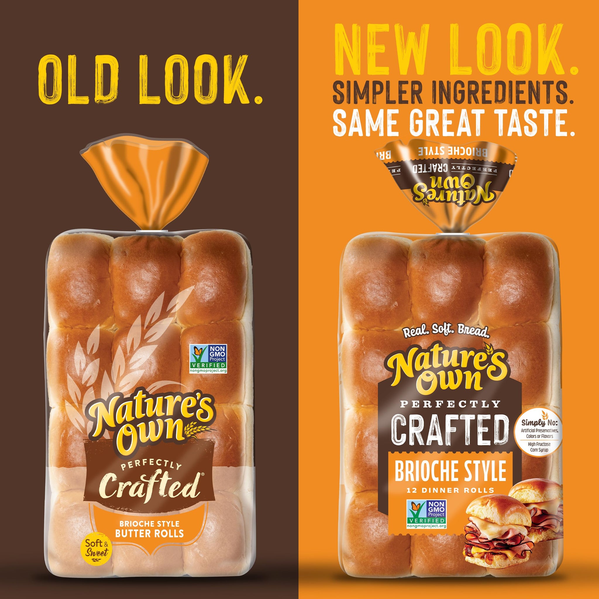 Nature's Own Perfectly Crafted Brioche Style Butter Rolls, Non-GMO Dinner Rolls, 12 Count