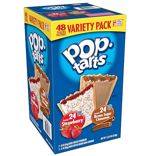 Pop-Tarts Breakfast Toaster Pastries, Flavored Variety Pack, Frosted Brown Sugar Cinnamon, Frosted Strawberry, 86 oz (48 Count)