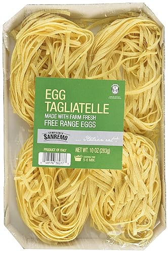 Compagnia Sanremo Pasta Italian Egg Tagliatelle Pasta - Non-Gmo, Free Range Egg Traditional Tagliatelle - 10 Oz (Pack Of 1) - Product Of Italy