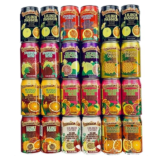 Hawaiian Sun Premium Tropical Juice Drink Party Bundle of 10 Assorted Flavors (24 Cans Total) - SET OF 2