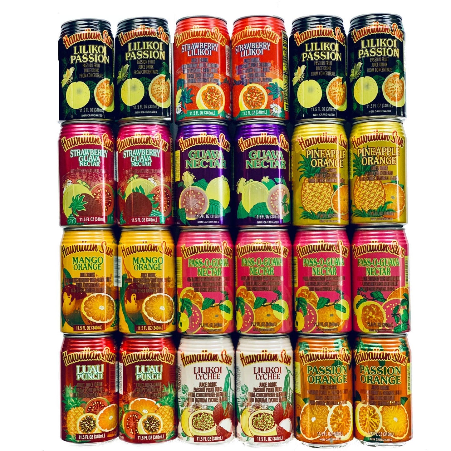 Hawaiian Sun Premium Tropical Juice Drink Party Bundle of 10 Assorted Flavors (24 Cans Total) - SET OF 2