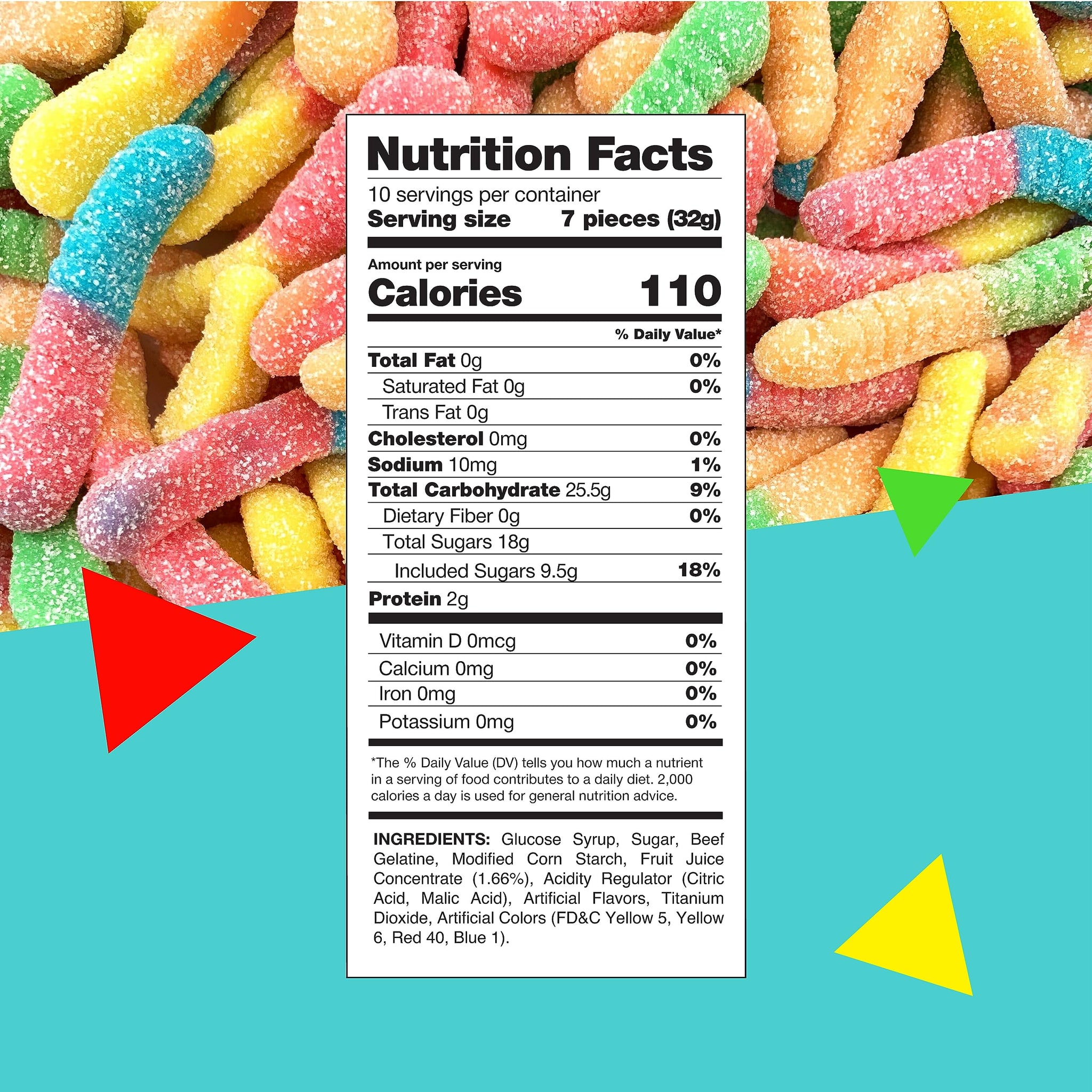 Sour Gummy Worms | 1 Pound Bag of Neon Gummy Worms Candy | Classic Sanded Gummies for Parties, Goodie Bags, Snacking & Candy Buffets | Assorted Fruit