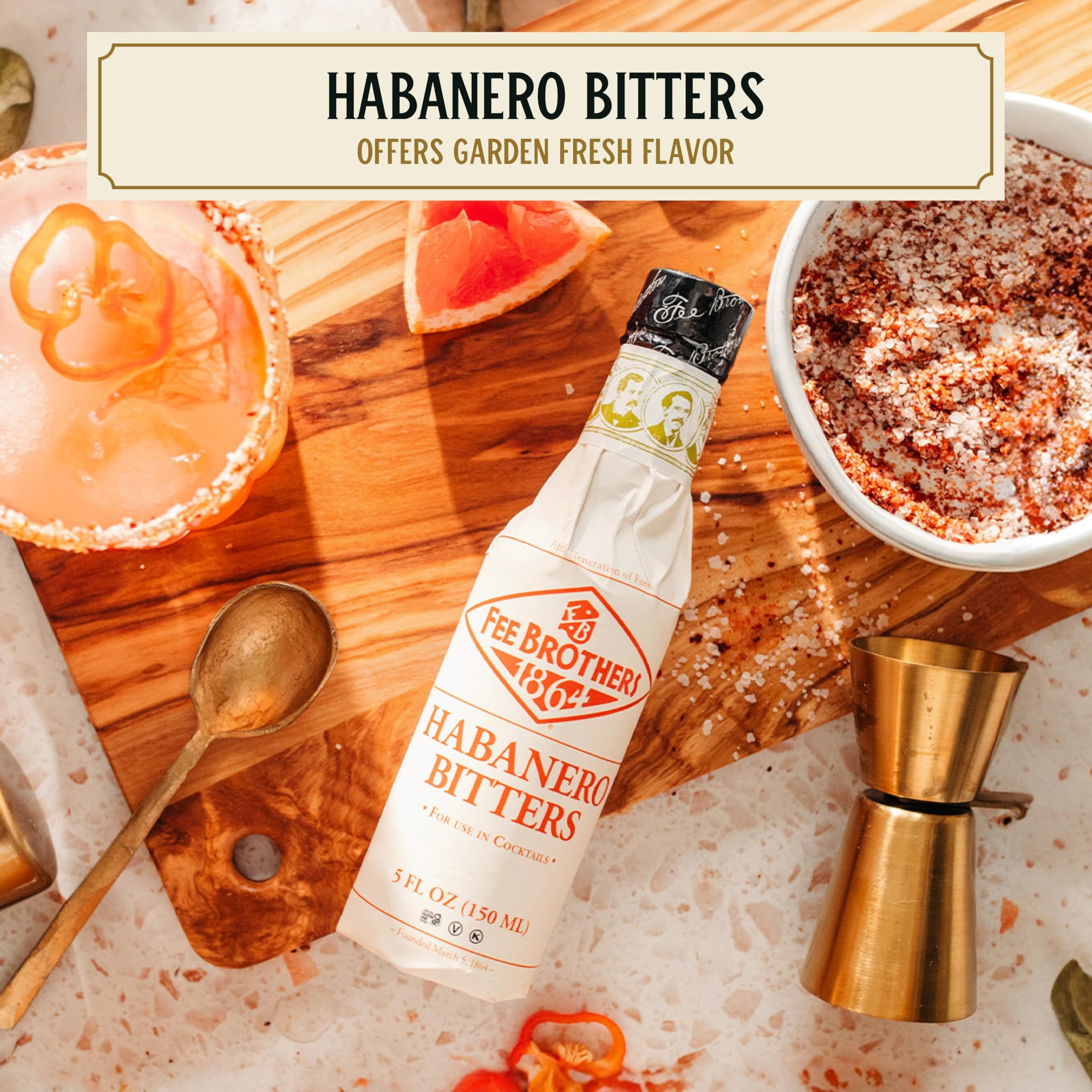 Fee Brothers Habanero Cocktail Bitters - Aromatic Cocktail Mixer & Concentrated Flavoring, Gluten Free, Vegan-Friendly, 5 fl oz