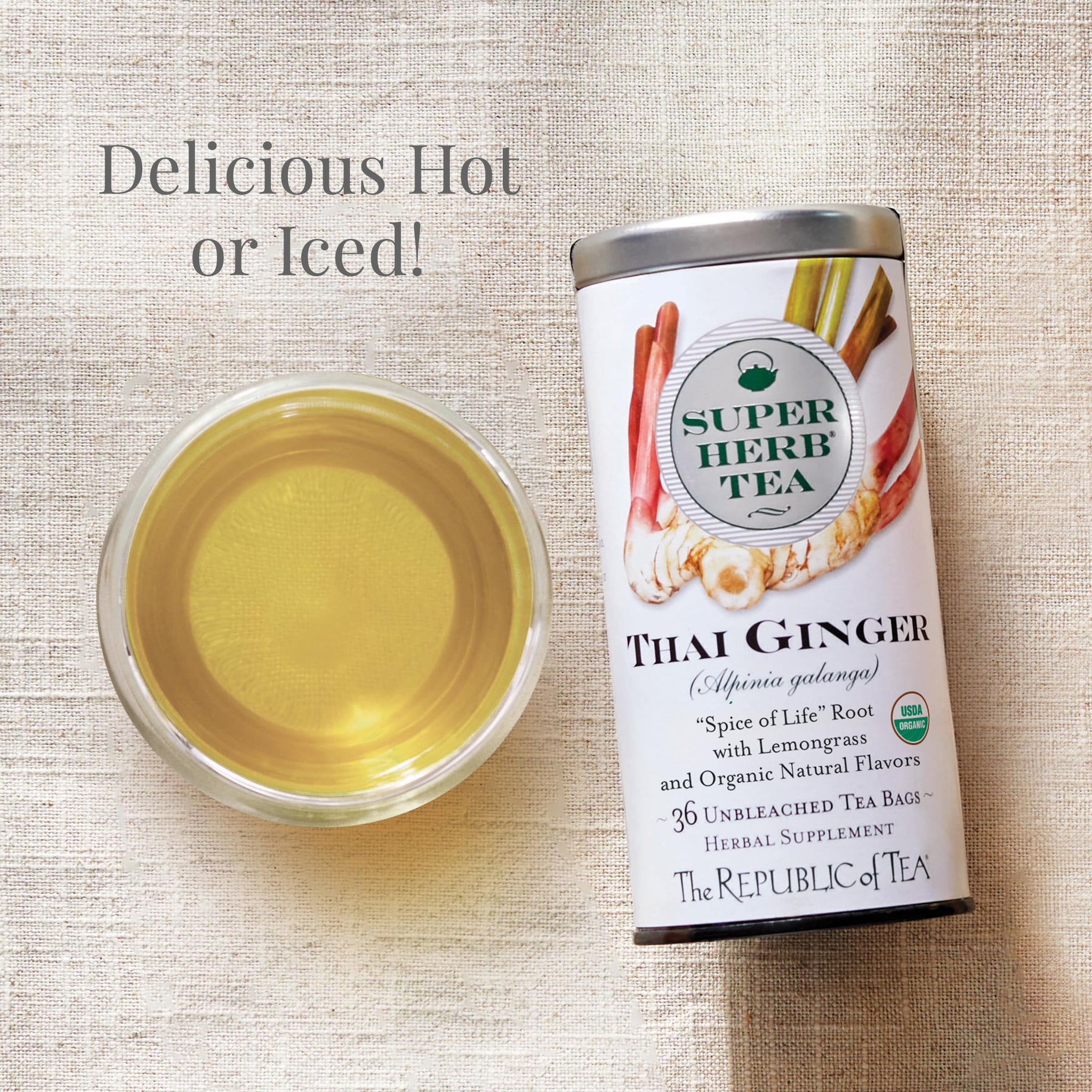 The Republic of Tea - Organic Thai Ginger SuperHerb Tea Tin, 36 Herbal Tea Bags, Naturally Caffeine-Free