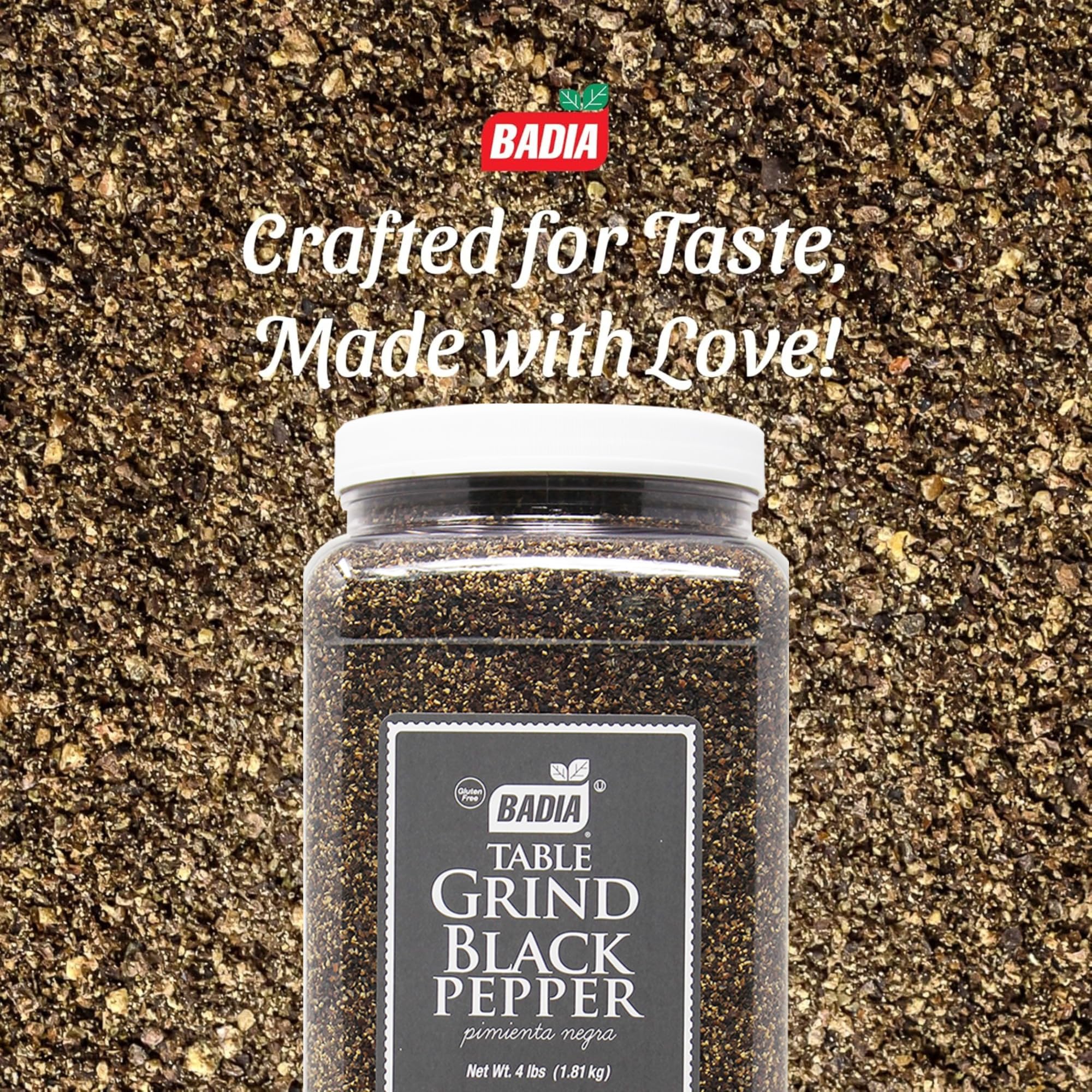 Badia Black Pepper Table Grind, 4 Pound - Premium Seasoning for Cooking & Freshly Ground Flavor