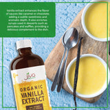 Jiva Organics Pure Vanilla Extract 4oz - 100% Real Extract - For Cooking, Drinks & Desserts - 100% Vegan, Sugar Free & Kosher - Non-GMO & Gluten-Free
