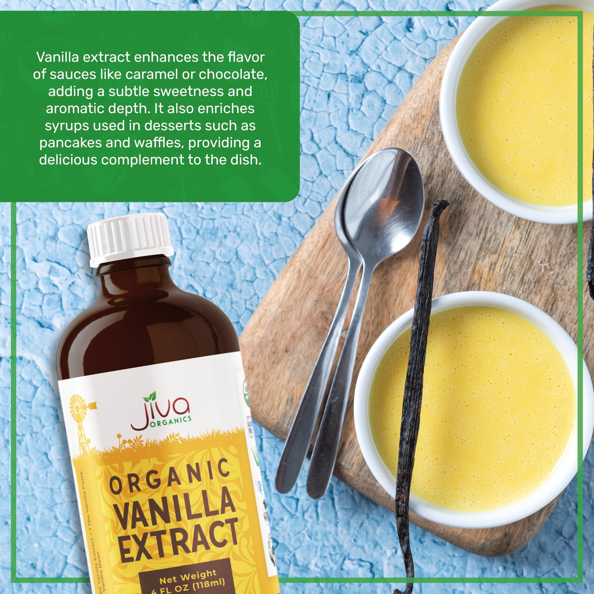Jiva Organics Pure Vanilla Extract 4oz - 100% Real Extract - For Cooking, Drinks & Desserts - 100% Vegan, Sugar Free & Kosher - Non-GMO & Gluten-Free
